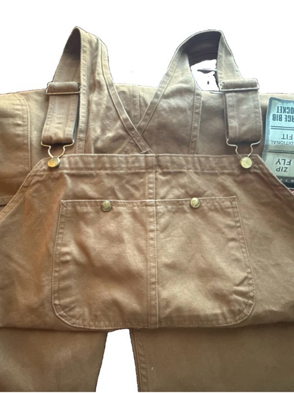 Dickies Mens Brown Cotton Canvas Bib Overalls Zip Fly Traditional Fit 50”x32”NWT